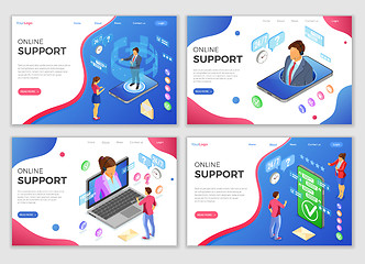 Image showing Isometric Online Customer Support Templates