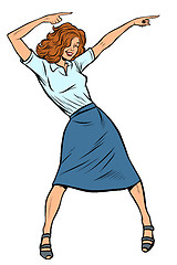 Image showing Dancing business woman. Disco dance club music