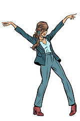 Image showing Dancing business woman. Disco dance club music