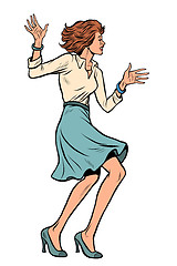 Image showing Beautiful young business woman dancing