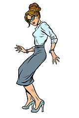 Image showing Dancing business woman. Disco dance club music