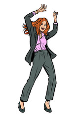 Image showing Dancing business woman. Disco dance club music