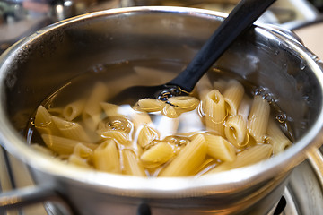 Image showing Cooking fresh pasta in a pot