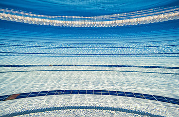 Image showing Olympic Swimming pool under water background.