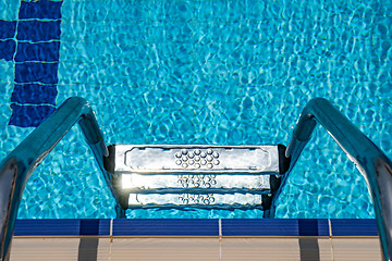 Image showing Grab bars ladder in the swimming pool