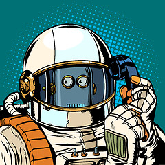 Image showing Robot astronaut talking on the phone