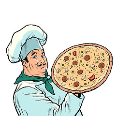 Image showing Italian chef with pizza