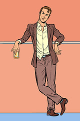 Image showing Dandy man with a glass of alcohol