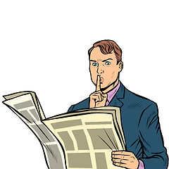 Image showing media censorship. man reading a newspaper