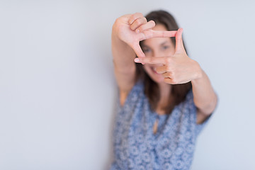 Image showing woman showing framing hand gesture