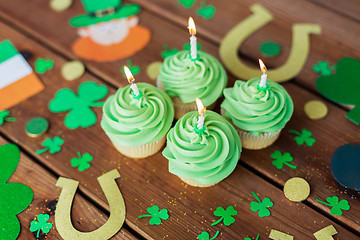 Image showing green cupcakes and st patricks day party props