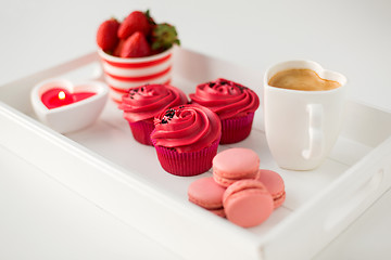 Image showing close up of red sweets for valentines day