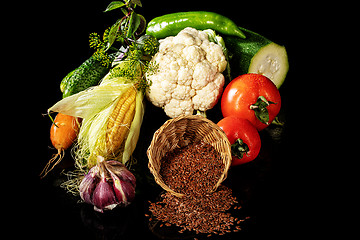 Image showing Vegetables On A Glass