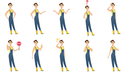 Image showing Vector set of illustrations of farmer characters.