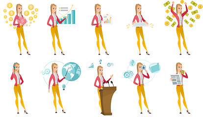 Image showing Vector set of illustrations with business people.