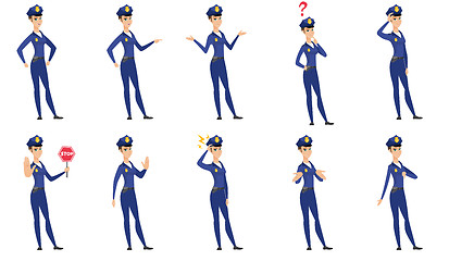 Image showing Vector set of police woman characters.