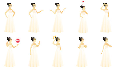 Image showing Vector set of illustrations with bride character.