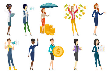 Image showing Business woman, stewardess, doctor profession set.