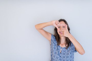 Image showing woman showing framing hand gesture