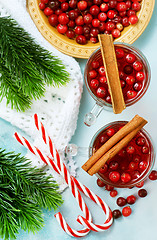 Image showing cranberry drink and berries