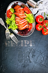 Image showing salad with smoked meat