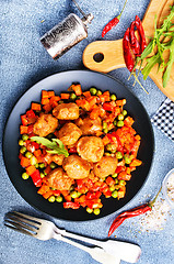 Image showing vegetables with meatballs