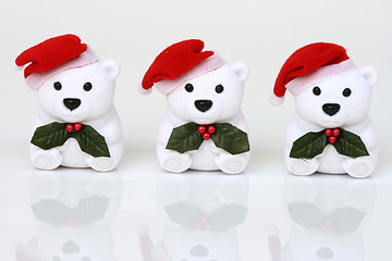 Image showing three white santa bears