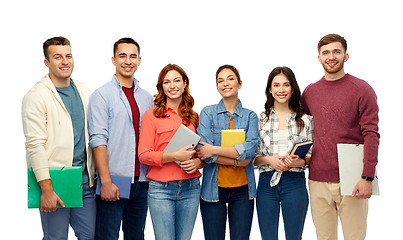 Image showing group of smiling students over white background