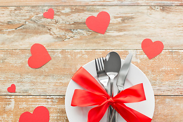 Image showing close up of table setting for valentines day