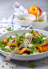 Image showing Arugula salad with grilled nectarines.