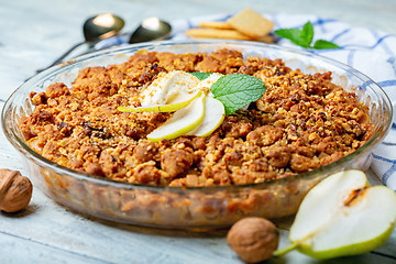 Image showing Crumble with pears and cinnamon.