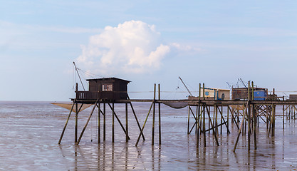 Image showing Huts of fishermen in the bay