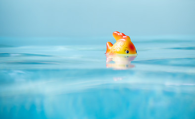 Image showing Cute toy Fish taking bath in swimming pool