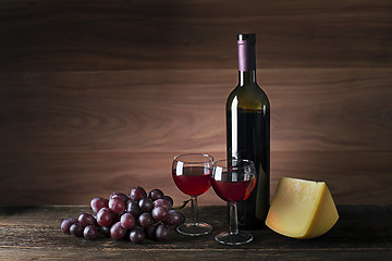 Image showing Wine bottle and glasses