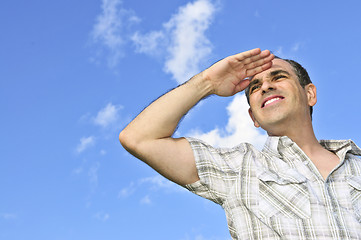 Image showing Happy man looking into distance