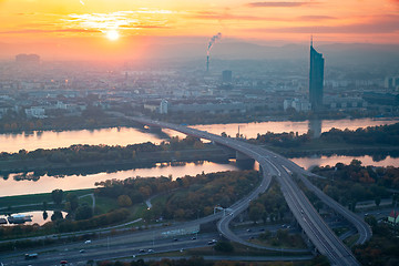 Image showing beautiful sunset over Vienna