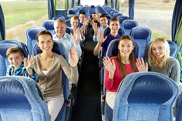 Image showing group of happy passengers travelling by bus
