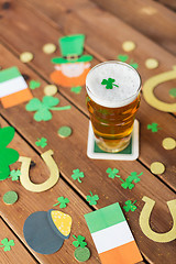 Image showing glass of beer and st patricks day party props