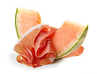 Image showing Melon with ham