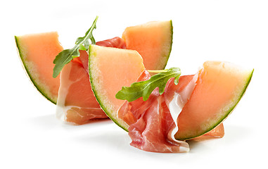 Image showing Melon with ham