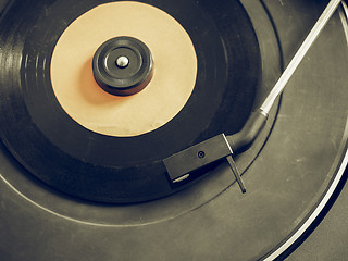 Image showing Vintage looking Vinyl record on turntable