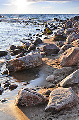 Image showing Sunset over water