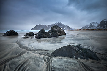 Image showing Skagsanden beach, Lofoten islands, Norway