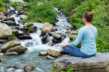 Image showing Woman in Padmasana outdoors