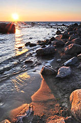 Image showing Sunset over water