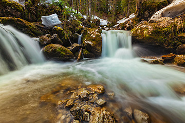 Image showing Cascade of Sibli-Wasserfall. Rottach-Egern, Bavaria,  Germany