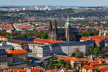 Image showing Aerial view of Hradchany: the Saint Vitus St. Vitt\'s Cathedral