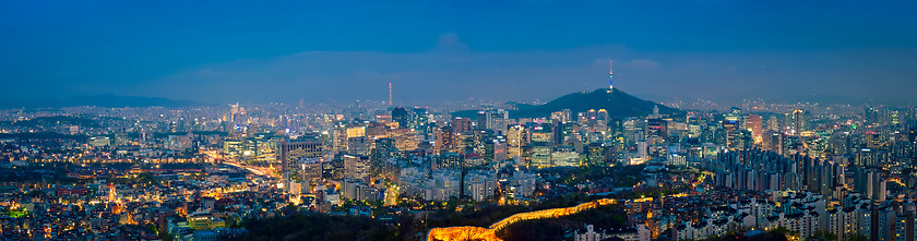 Image showing Seoul skyline in the night, South Korea.