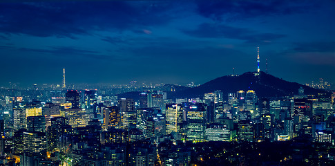 Image showing Seoul skyline in the night, South Korea.