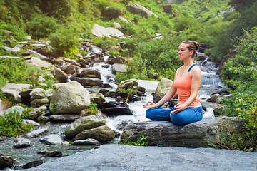 Image showing Woman in Padmasana outdoors